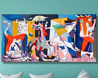 スペイン製 パブロ・ピカソ ゲルニカ 97×44cm キャンバスプリント ピカソ「ゲルニカ」キャンバスプリント：モダンな室内装飾アート