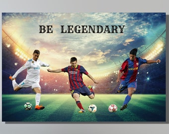 メッシ、ロナウド、ロナウジーニョのキャンバスアート：サッカー