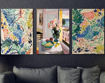 Set of 3 Henri Matisse Canvas Print Art ,Set of Three  Henri Matisse Poster Print Art,Henri Matisse Poster Print Art,Modern Canvas Print Art