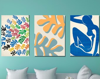 Set of 3 Henri Matisse Canvas Print Art ,Set of Three  Henri Matisse Poster Print Art,Henri Matisse Poster Print Art,Modern Canvas Print Art