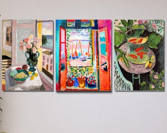 Set of 3 Henri Matisse Canvas Print Art ,Set of Three  Henri Matisse Poster Print Art,Henri Matisse Poster Print Art,Modern Canvas Print Art
