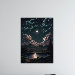 Moonlight View Canvas Wall Art Moonlight and Sea Wall Art Decor Gift Housewarming Decor Living Room Wall Art Decor Moonlight Sky Paint Art