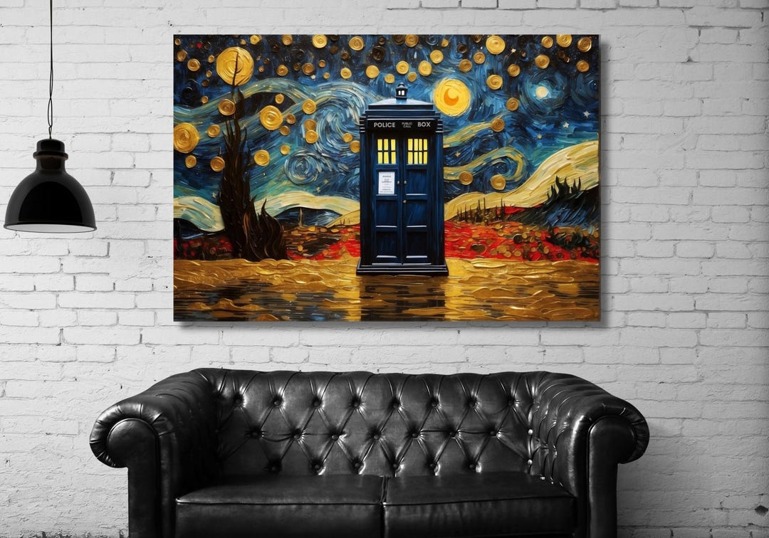 Doctor Who Tardis Stary Night Poster Vincent Van Gogh Canvas Doctor Who ...