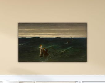Gustave Brion - Jesus and Peter on the Water Painting Modern Wall Art Brion Print Gift Home Wall Decor Art Brion Canvas Office Decor Poster