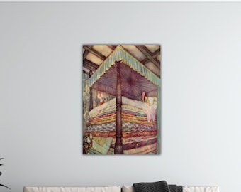 Edmund Dulac - Princess and the Pea Canvas Vintage Fairy Tale Poster Gift Room Wall Decor Art Modern Print Art Museum Wall Art Dulac Paint