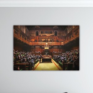 Banksy Devolved Parliament Canvas Nowoczesna sztuka ścienna Banksy Wall Art Banksy Poster Graffiti Canvas Prezent Dekoracja ścienna do pokoju dziecięcego Sztuka Banksy Print
