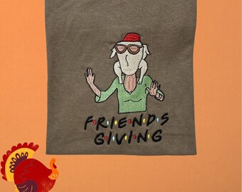 Vrienden geven tshirt, Thanksgiving sweatshirt, schattig shirt, Thanksgiving aangepaste sweatshirt, geborduurde truien