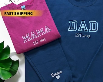 Personalized Mama & Dad Embroidered Sweatshirt: Custom Names Crewneck
