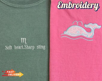 Custom Embroidered Tshirt,Personalized Embroidered Comfort Colors TShirt,Embroidered Tee,Custom Tshirt,Gift for Dad,Personalized Text Tshirt