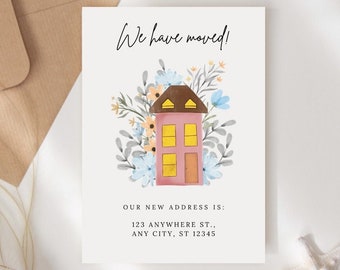 Moving Announcement Card, New Address Card, We Have Moved, New House Apartment, Editable Canva Template