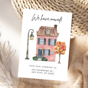 Aankondigingskaart verhuizen, nieuwe adreskaart, we zijn verhuisd, ik ben verhuisd, nieuw huis, nieuw appartement, bewerkbare canvassjabloon
