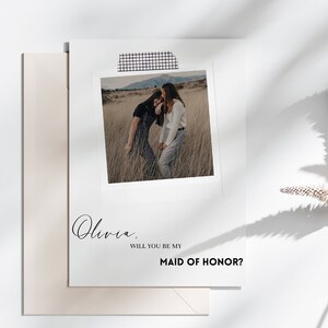 Brautjungfer Vorschlag Karte Polaroid, Polaroid Brautjungfer Vorschlag, Trauzeugin Karte, werden Sie mein sein, Foto persönlich, bearbeitbare Canva Vorlage