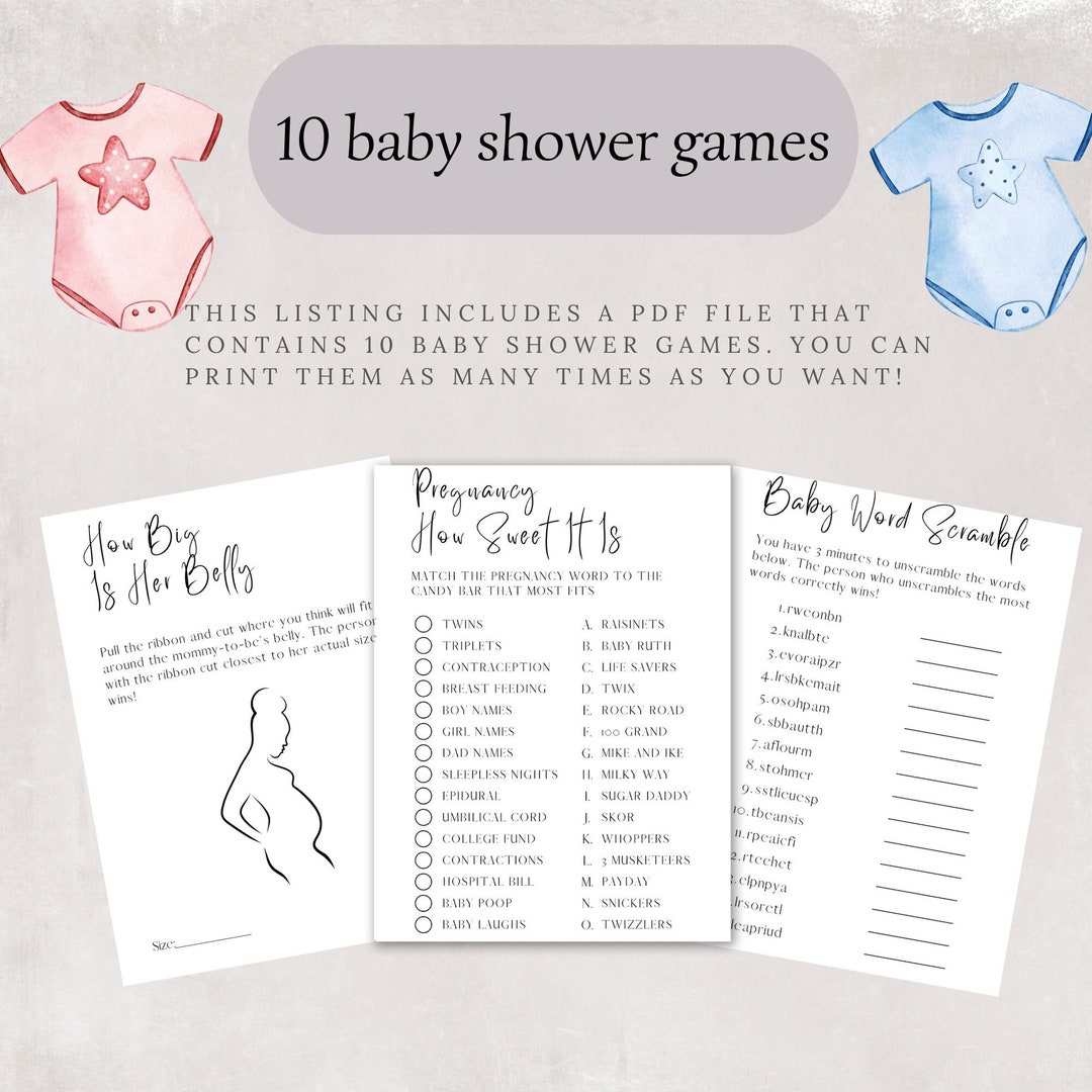 Baby Shower Games, Printable Pregnancy Games, Bingo, Word Scramble, Who ...