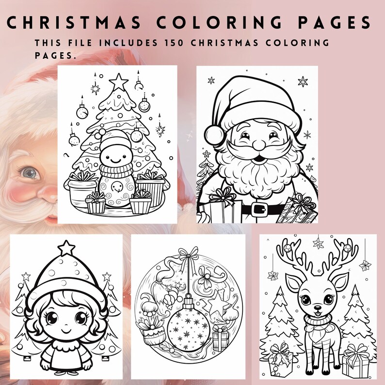 Printable Christmas Coloring Pages for Kids, Christmas Coloring Pages, Over 150 Pages, PDF File ...