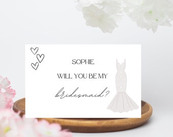 Bridesmaid Proposal Card, Maid Of Honor Proposal Card, Will You Be My Bridesmaid, Canva Template Customizable Editable