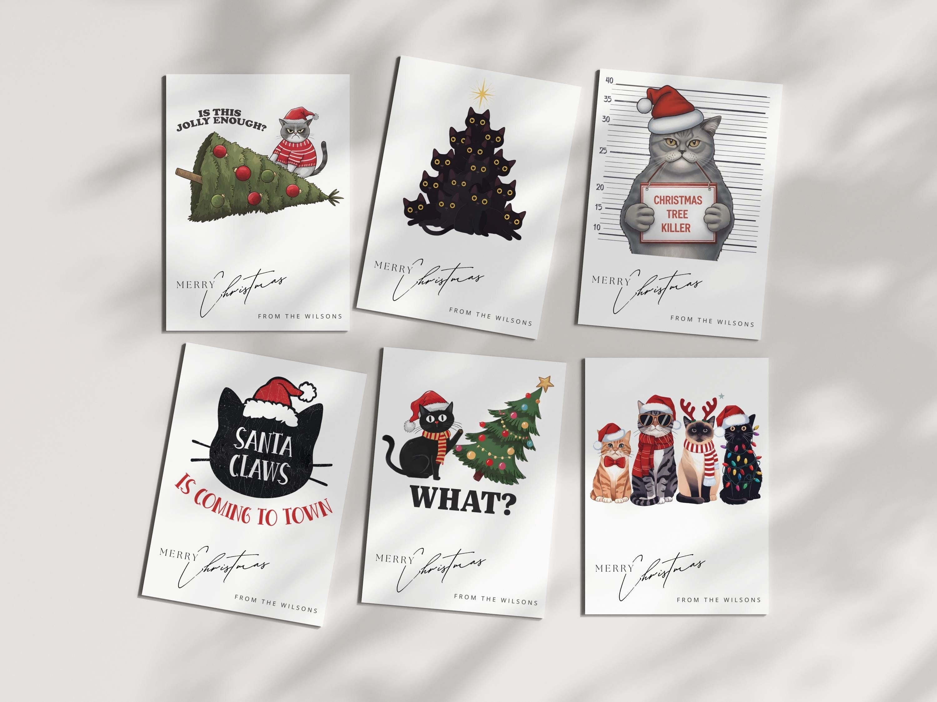 Boofle Biglietto Di Natale Con Gatto - Design Carino Con Lamina Oro, Messaggio 'Wishing You A Purrfect Christmas' - 2