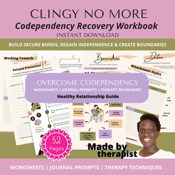 Therapy worksheet, codependency worksheet, healthy relationship, DBT skills, boundaries setting, CBT tools, journaling, create affirmations.