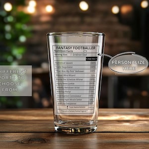 Fantasy Football Nährwerte Pint Glas oder Trophäe