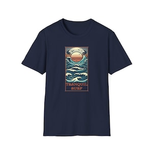 Tranquil Surf Unisex Softstyle T-Shirt, Beachwear, Casual Summer Tee, Gift for Surfers, Ocean Vibes, Relaxation Outfit