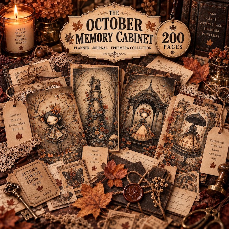 Fall Junk Journal Kit 200 Pages, Vintage Autumn Ephemera Printable ...