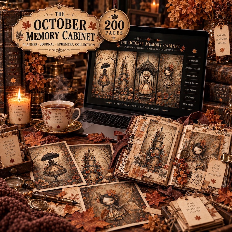 Fall Junk Journal Kit 200 Pages, Vintage Autumn Ephemera Printable ...