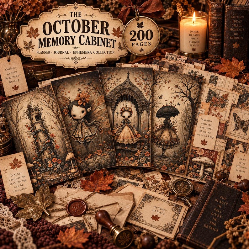 Fall Junk Journal Kit 200 Pages, Vintage Autumn Ephemera Printable ...