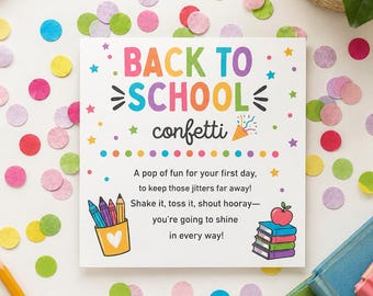 Back to School Confetti Bag for Kids | First Day of School Gift | Ready Set Confetti Card | Student Welcome Favor | Teacher Desk Gift