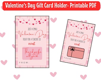 Porta tarjetas de regalo imprimible de San Valentín / Descarga instantánea