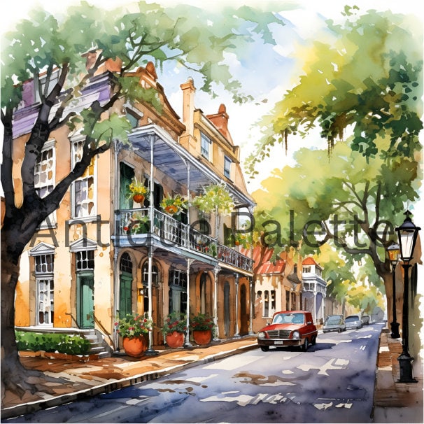 Savannah Watercolor Digital Art Print Savannah Georgia Wall Décor Instant Download Painting Southern Charm Printable Wall Art