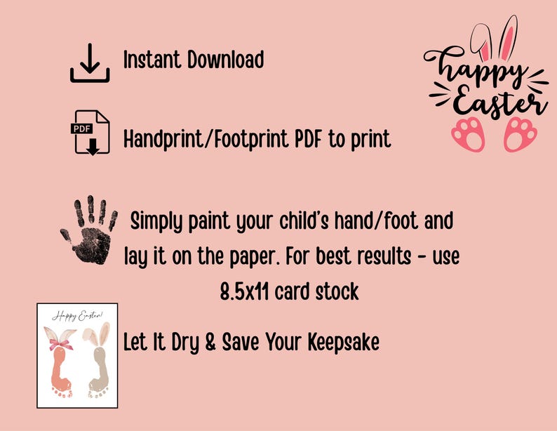 Easter Bunny Handprint Craft Printable | Kids Footprint Keepsake PDF ...