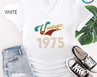 Limited Edition 1975 Birthday V-Neck Shirt, Custom Birthday V-Neck Shirt, Vintage Birthday V-Neck Shirt, Happy Birthday V-Neck, Born In 1970
