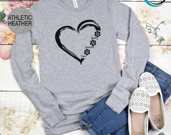 Customized Dog Heart Unisex Long Sleeve, Dog Heart With Names, Dog Lover Long Sleeve, Custom Dog Owner Long Sleeve, Dog Mom Long Sleeve