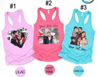 Customized Photo Women Tank Top, Graduation Photo Tank Top, Personalized Family Tank Top, Custom Text Tank Top, Custom Birthday Tank Top