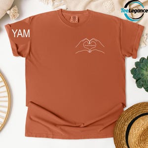 Comfort Colors Customized Hand Heart Shirt, Heart Custom Name Shirt, Couples Matching Shirt, I Love You Shirt, Valentine&#39;s Day Shirt
