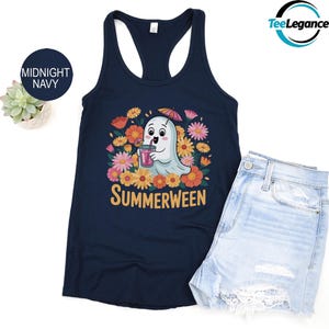 Summerween Tank Top, Summer Halloween Tank Top, Funny Summer Halloween Tank Top, Cute Ghost Tank Top, Retro Summer Halloween Tank Top