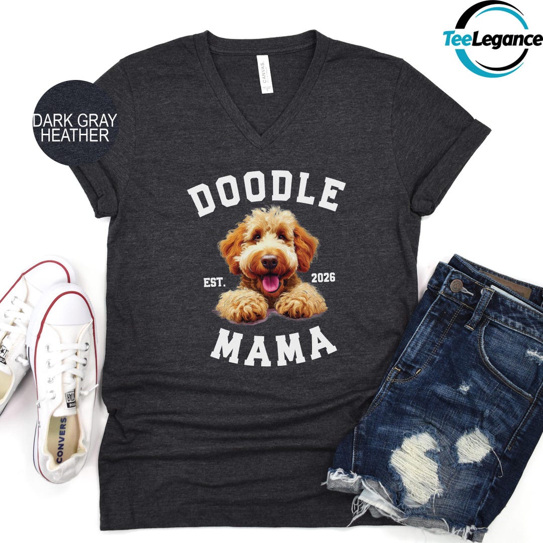 Personalized Doodle Mama V Neck Shirt, Custom Goldendoodle Mom Tee ...