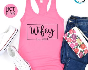 Wifey and Hubby Est 2025 Tank Top, Wedding Party Tank Top, Just Married Tank Top, Matching Couple Tank Top, Valentines Day Tank Top