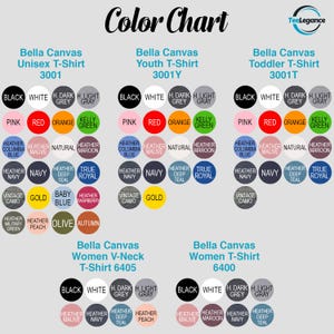 the color chart for a t - shirt with different colors
