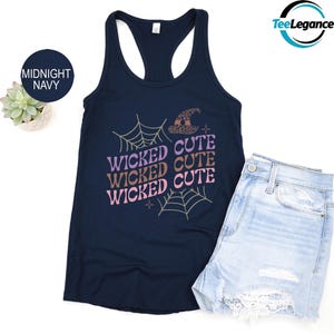 Wicked Cute Tank Top, Ghost Halloween Tank Top, Spooky Halloween Tank Top, Halloween Witch Tank Top, Retro Witch Tank Top