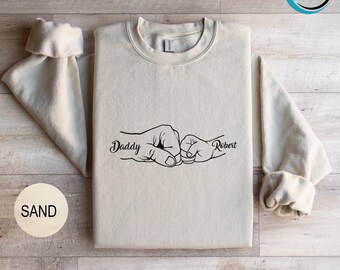 Personalized Dad Sweatshirt, Custom Father's Day Hoodie, Kids Hand Name Sweatshirt, Dad and Son Matching Sweatshirts, Custom Daddy Hoodie