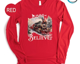 Polar Express Long Sleeve, Christmas Long Sleeve, Christmas Believe Long Sleeve, Christmas Train Long Sleeve, Winter Snowy Trees Long Sleeve