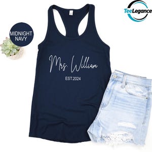 Mr Mrs Est. Customized Name And Date Tank Top, Valentines Day Tank Top, Mrs Custom Tank Top, Couple Tank Tops, Gift for Couple