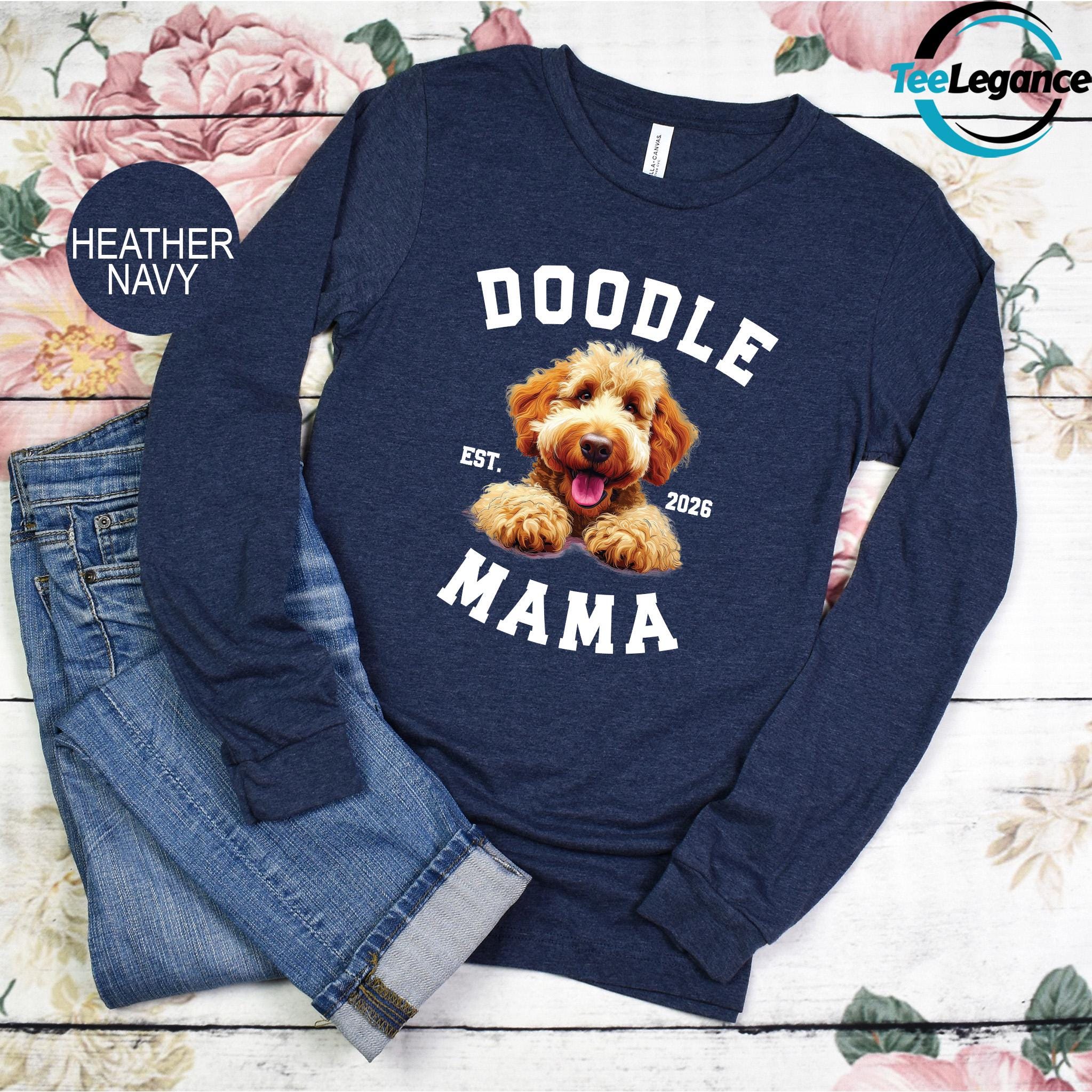 Personalized Doodle Mama Long Sleeve Shirt, Dog Mom Custom Long Sleeve ...