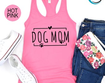 Dog Mom Tank Top, Dog Mom with Paw Print Tank Top, Animal Lover Tank Top, Dog Lover Tank Top,  New Puppy Tank Top, Gift For Dog Mom