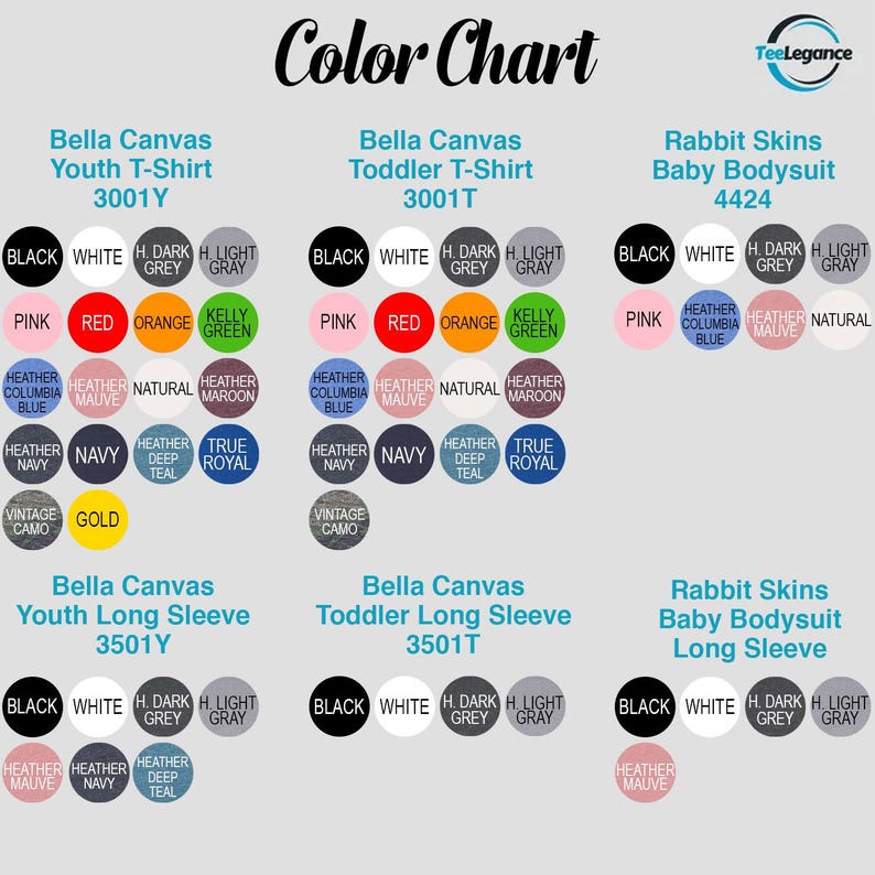 the color chart for a baby's clothing line