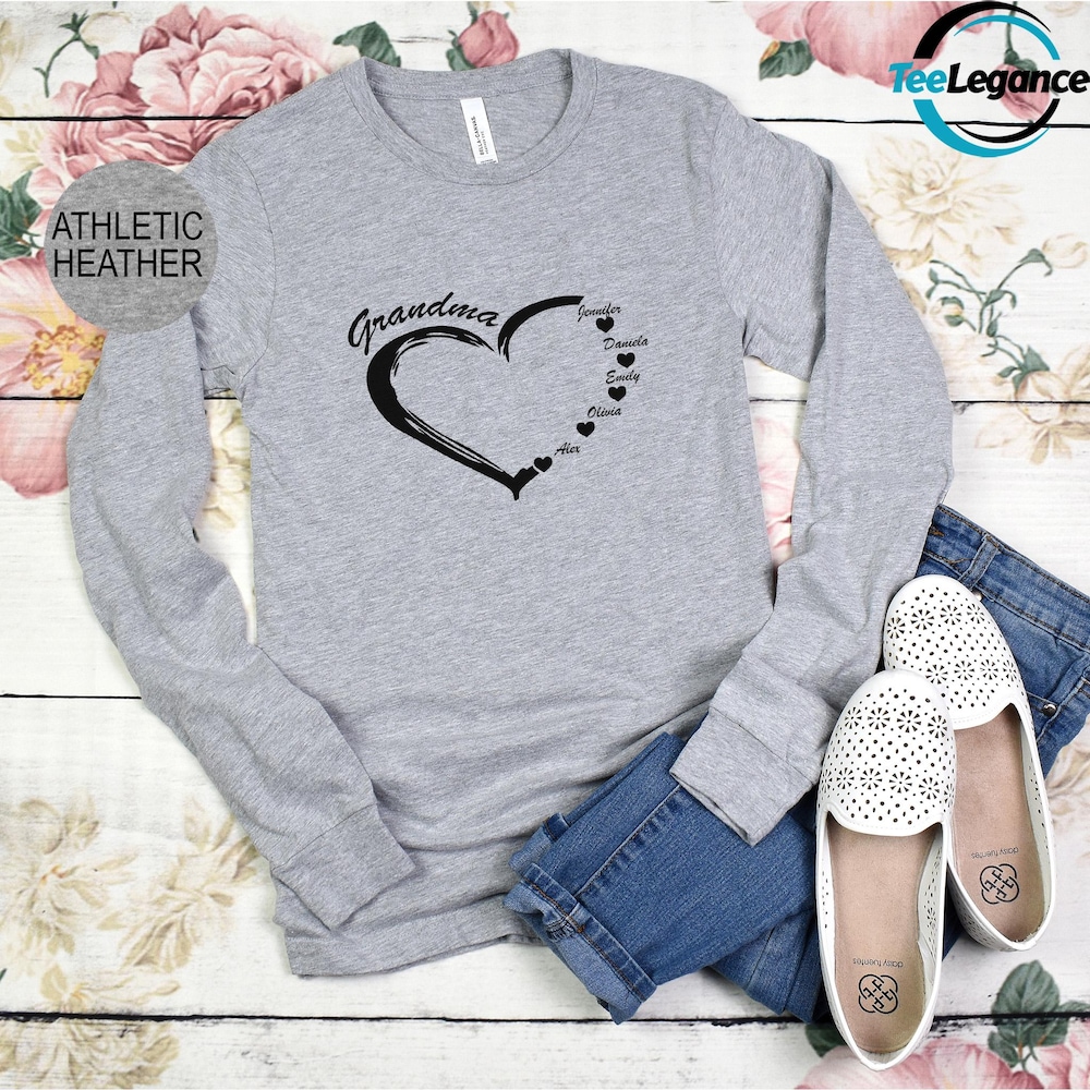 Mothers Day Long Sleeve, Birthday Mama Long Sleeve,Custom Grandma Heart Long Sleeve, Grandkids Name Long Sleeve, Grandma Life Long Sleeve Livingtee