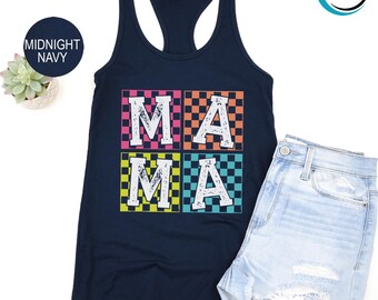 Mama Checkered Tank Top, Retro Checkered Mama Tank Top, Motherhood Tank Top, Funny Mama Tank Top, Mothers Day Tank Top