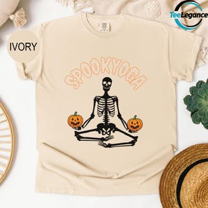 Comfort Colors Skeleton Yoga Shirt, Namaste Halloween Shirt, Yoga Shirt, Pumpkin Shirt, Meditation Shirt, Yoga Lover Shirt, Halloween Shirt