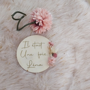 Annonce naissance fleurs séchées bois