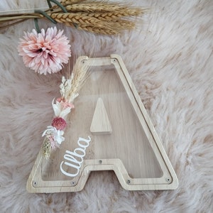 Hucha infantil Alba - decoración habitación bebé flores secas